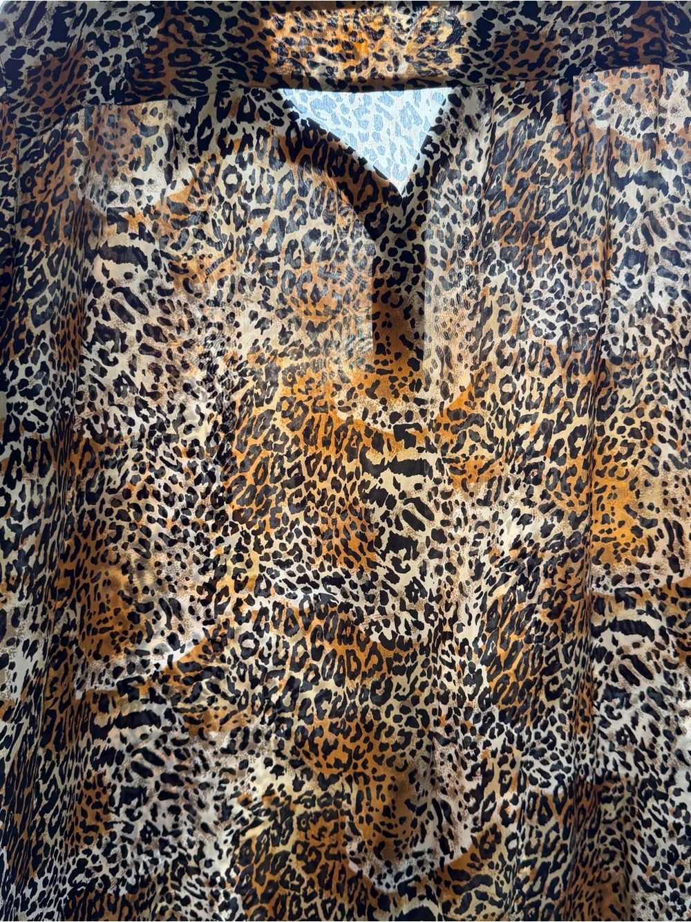 The Avenue 100% Silk Leopard Print Blouse   Women’s 22/24 Plus Size